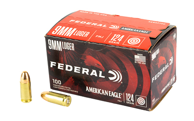 Box of Federal 9mm Luger ammunition with bullets