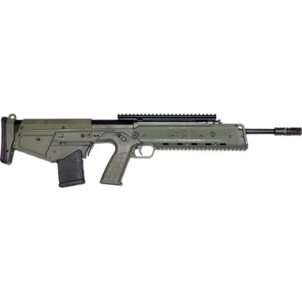 Olive drab tactical assault rifle isolated on white