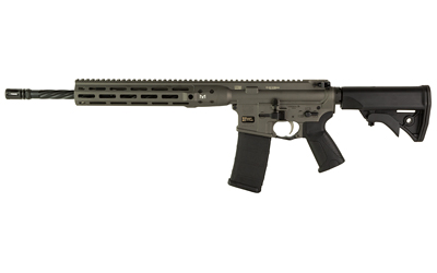 Black semi-automatic rifle on white background