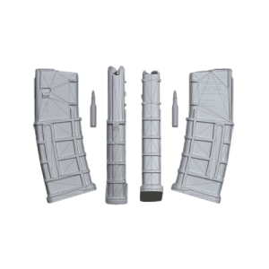 Four gray Magazines in symmetrical arrangement