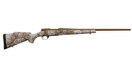 Camouflaged hunting rifle isolated on white background