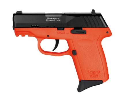 Orange and black SCCY CPX-2 9mm handgun