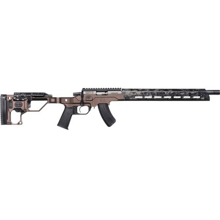 Tactical rifle with camouflage pattern and scope