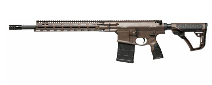 Tan modern tactical rifle on white background