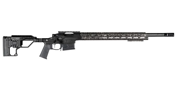 Black and gray camouflage tactical rifle