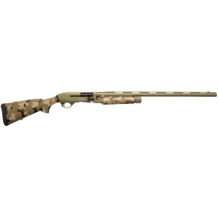 Camouflage hunting rifle with scope isolated on white