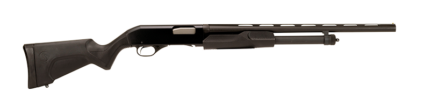 Profile view of a modern black shotgun