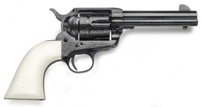 Ornate engraved revolver with ivory handle