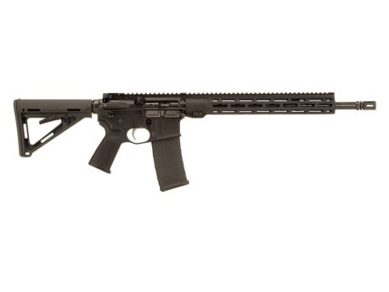 Black tactical rifle with adjustable stock isolated