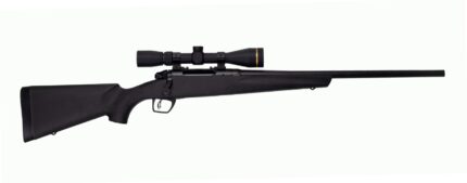 Black sniper rifle with mounted scope