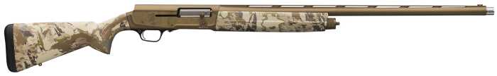 Camo pattern shotgun with extended barrel and scope