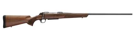 Side view of wooden hunting rifle isolated on white