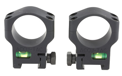 Two black rifle scope rings with green levels