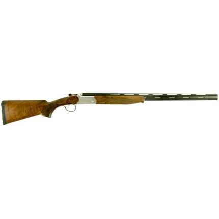 Side view of wooden over-under shotgun