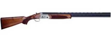 Side view of a classic wooden shotgun