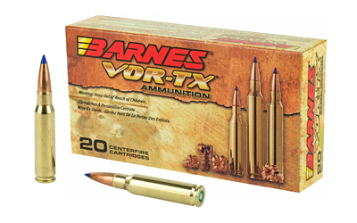 Barnes VOR-TX ammunition box with cartridges.