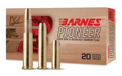 Barnes Pioneer ammunition box with rifle cartridges