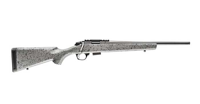 Gray speckled bolt-action rifle isolated on white