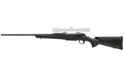 Black hunting rifle with mounted scope isolated on white