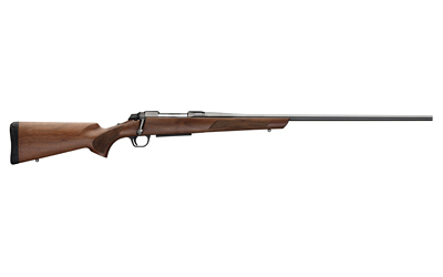 Side view of a wooden bolt-action hunting rifle