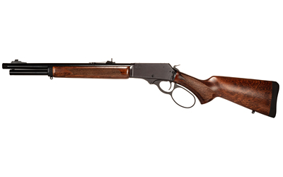 Wooden lever-action rifle on white background