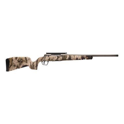 Camouflage hunting rifle on white background