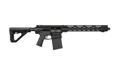 Black tactical rifle on white background