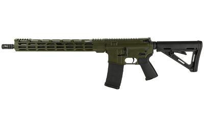 Green tactical rifle on white background