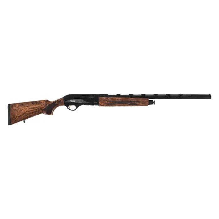 Wooden walnut stock over-under shotgun isolated