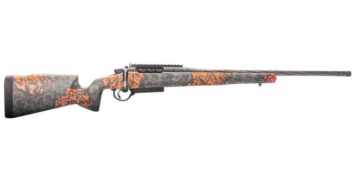 Camo patterned hunting rifle with scope