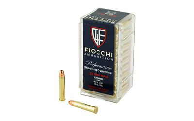 Fiocchi .22 WMR ammo box with two bullets