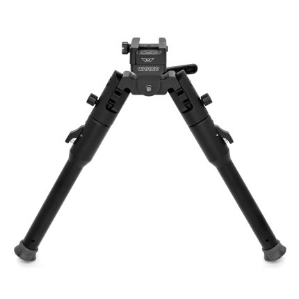 Black Warne tactical rifle tripod on white background