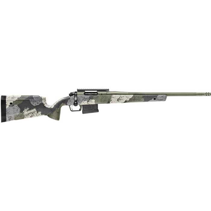 Camouflaged hunting rifle with scope