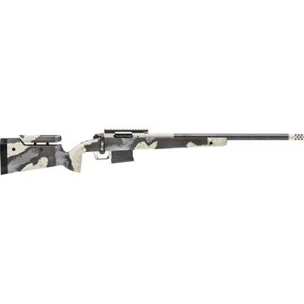 White camouflage precision rifle isolated on white