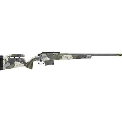 Camouflaged bolt-action rifle with scope