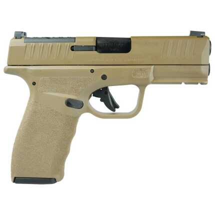 Tan Springfield Armory handgun on white background