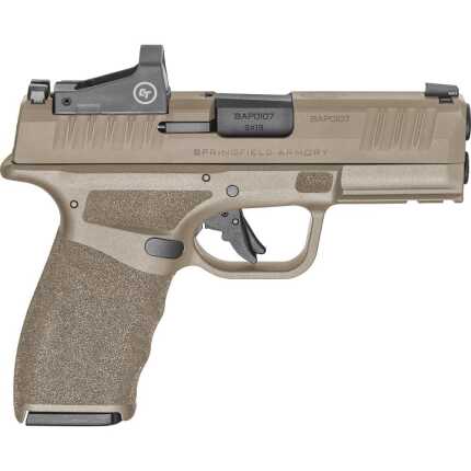 Tan Springfield Armory pistol with mounted sights