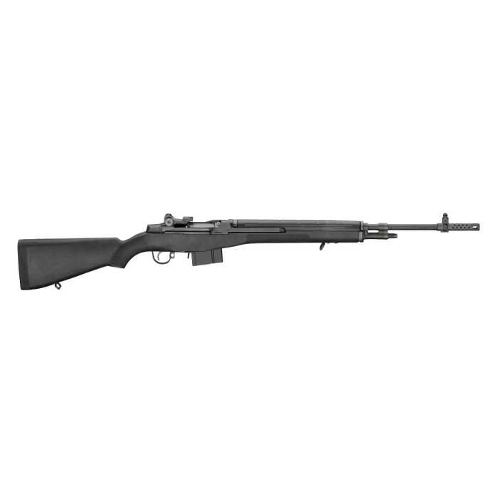 Side view of black hunting rifle isolated on white