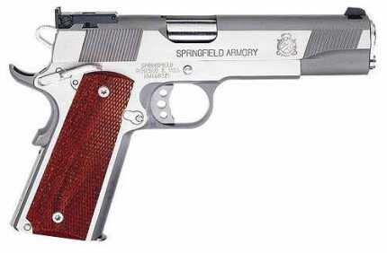 Springfield Armory silver pistol with wooden grip