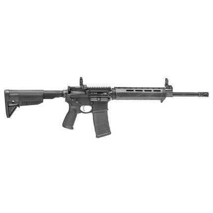 Black AR-15 rifle on white background