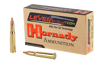 Hornady Lever Revolution ammunition box with cartridges