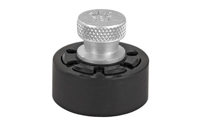 Silver metal knob on black rubber base