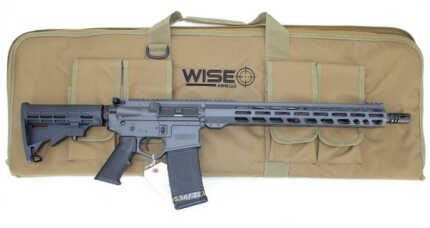 AR-15 rifle on beige tactical case