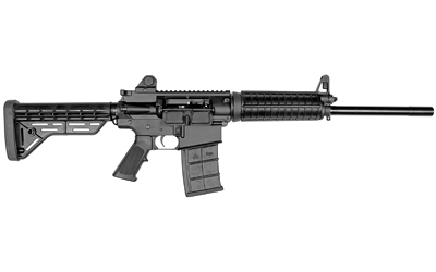 Black AR-15 rifle isolated on white background