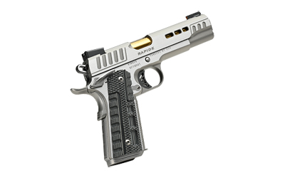 Silver and gold detailed rapid-fire handgun