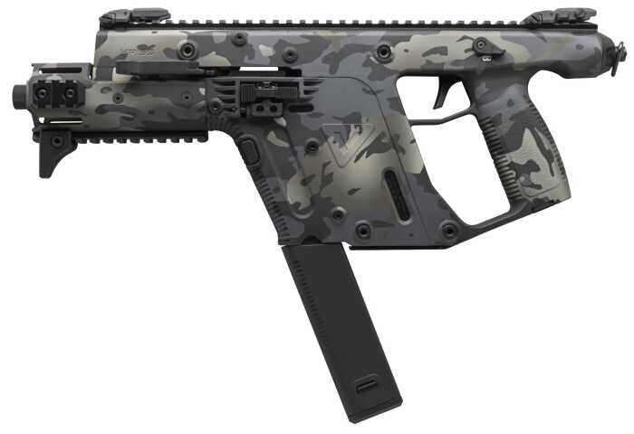 Camouflage patterned Kriss Vector submachine gun