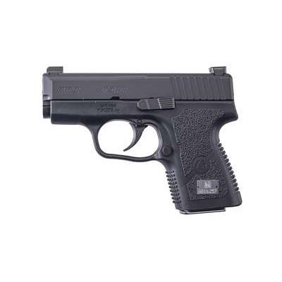 Compact black semi-automatic handgun isolated on white