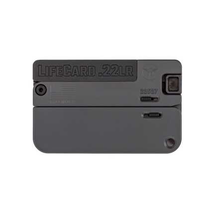 Compact LifeCard .22LR firearm closed and portable