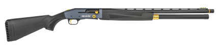 Black modern shotgun with visible yellow details