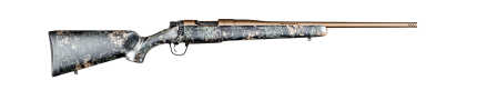 Camouflage hunting rifle on white background